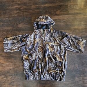 Ducks Unlimited Mens Realtree Hardwood Camo Hunting Jacket Zip Snap Buttons